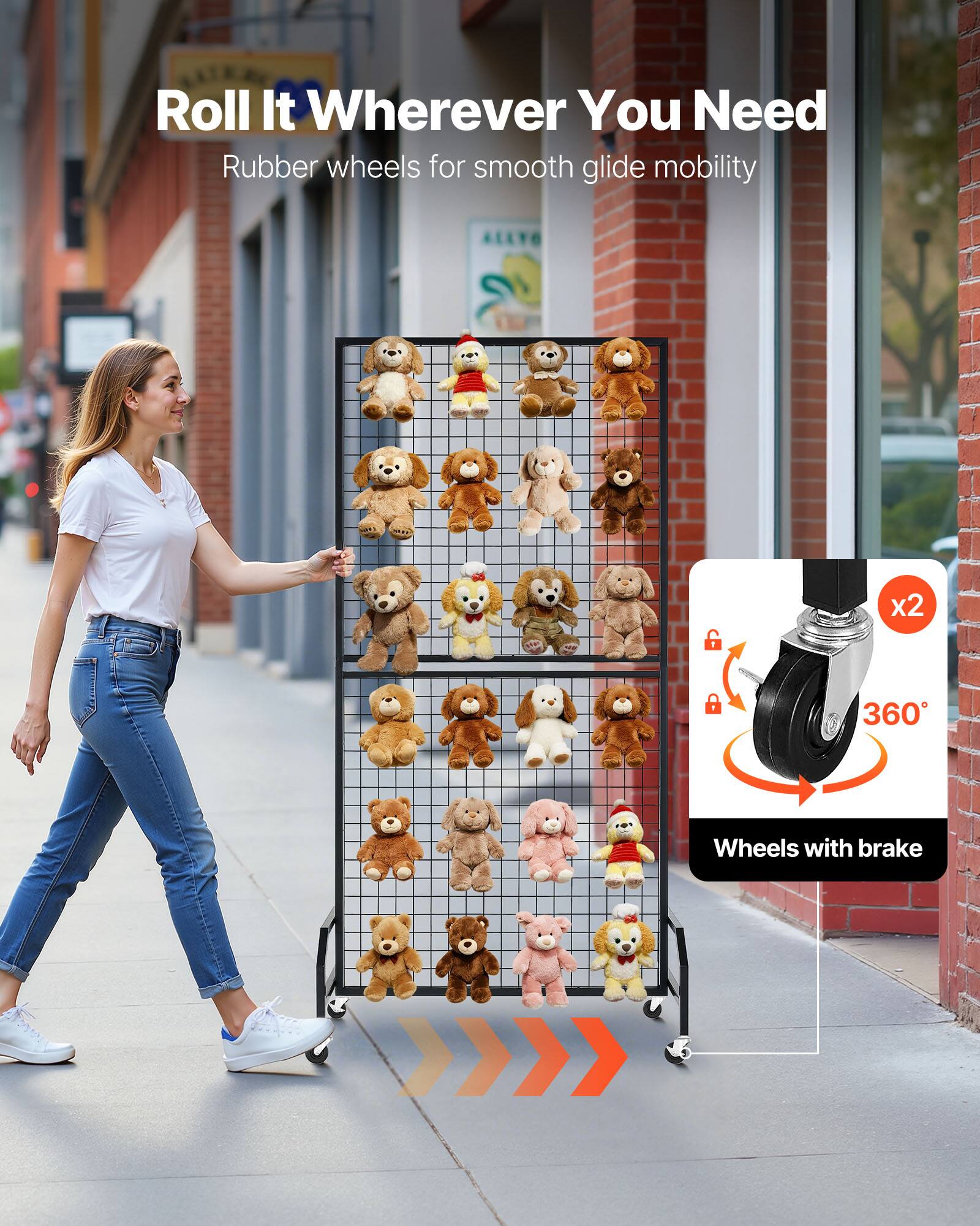 Roll It Wherever You Need  
Rubber wheels for smooth glide mobility  

ALLTO x2 360 Wheels with brake