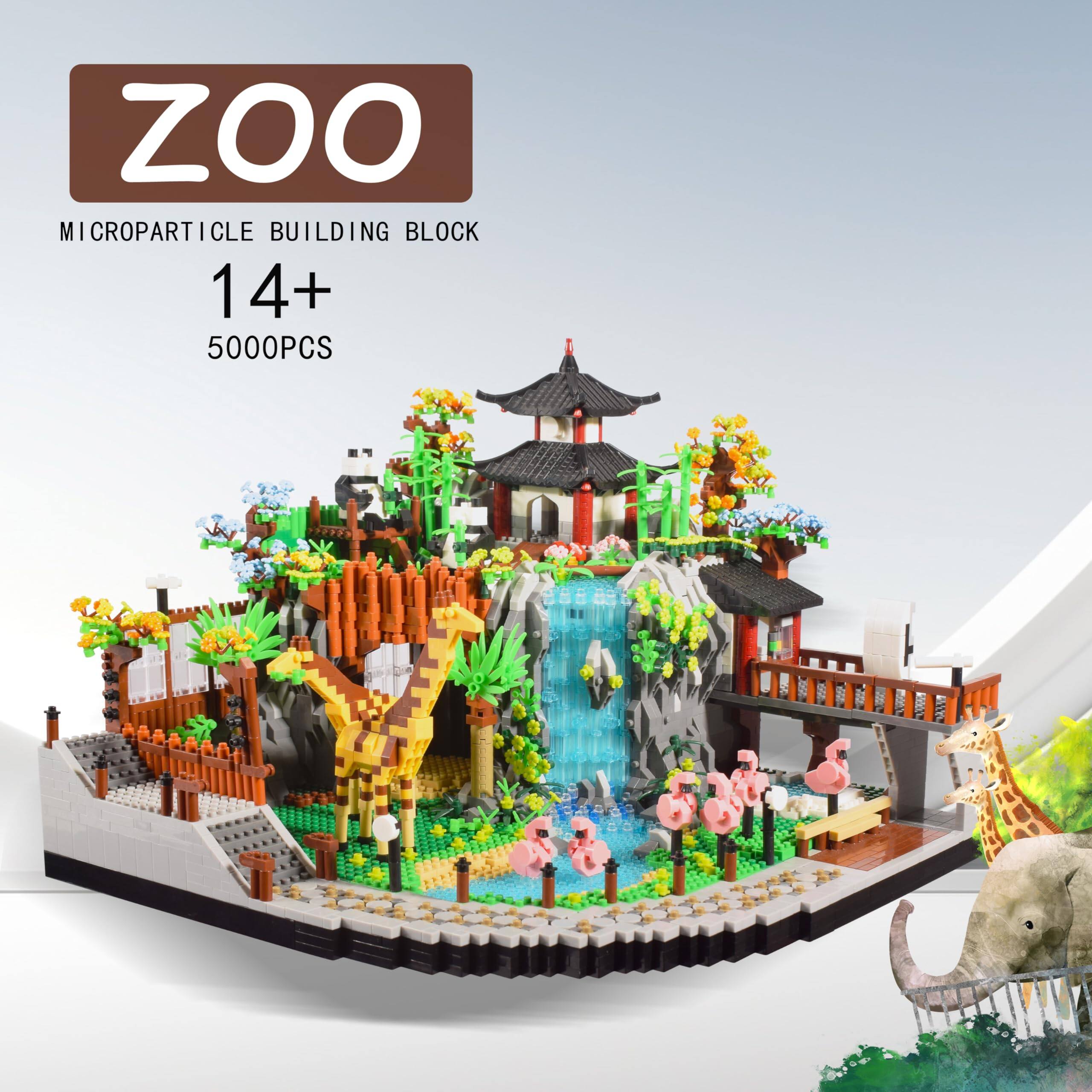 EZTW1 Animal Zoo Mini Building Blocks Set With Giraffe Panda Flamingo ...