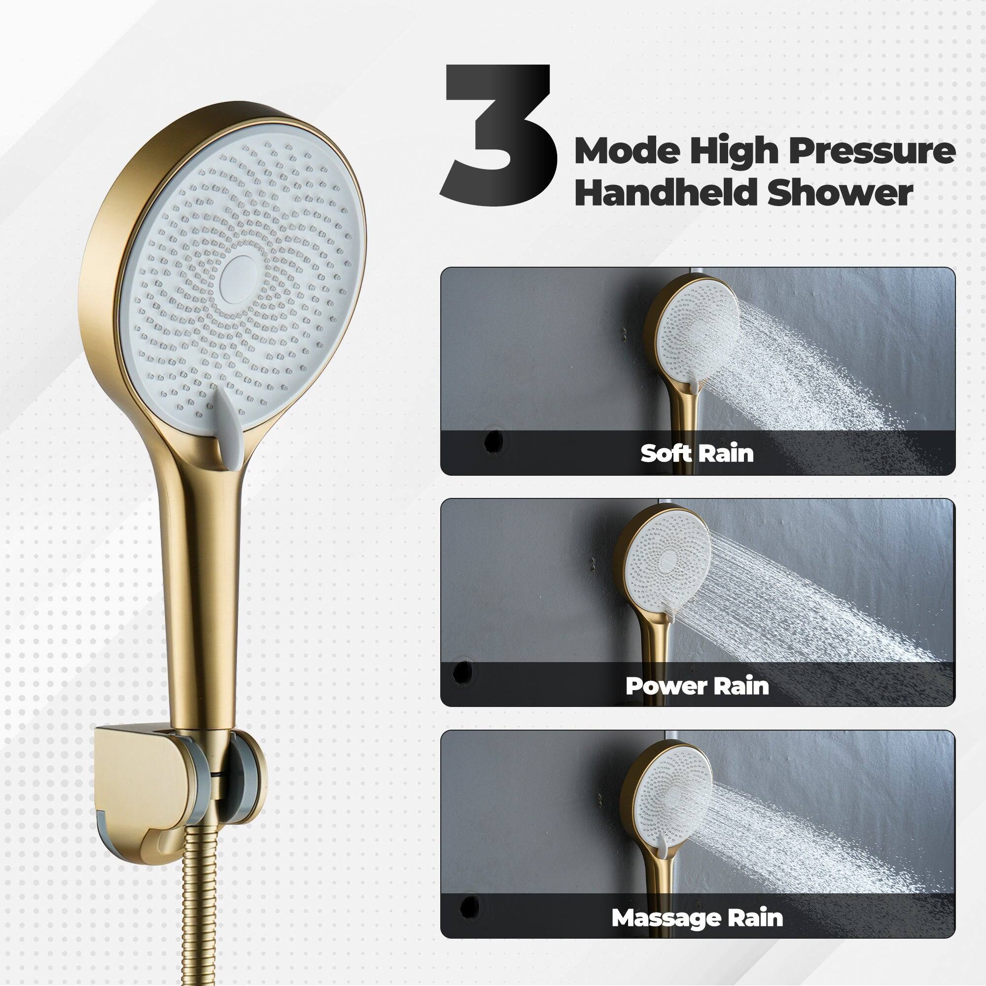 3 Mode High Pressure Handheld Shower Soft Rain Power Rain Massage Rain