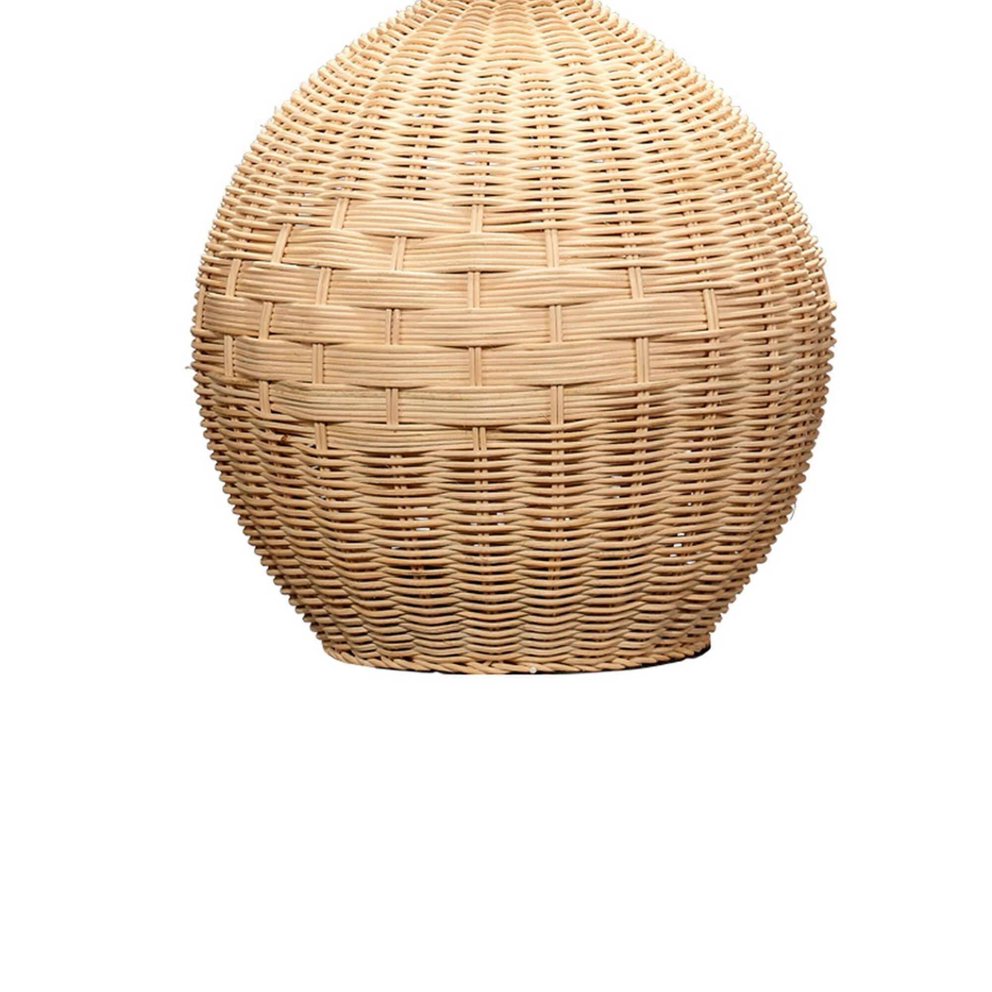 Back. Manhattan Lane - Cape 22 Inch Contemporary Rattan Table Lamp, Hand Woven, Linen Shade - Natural Brown, White.