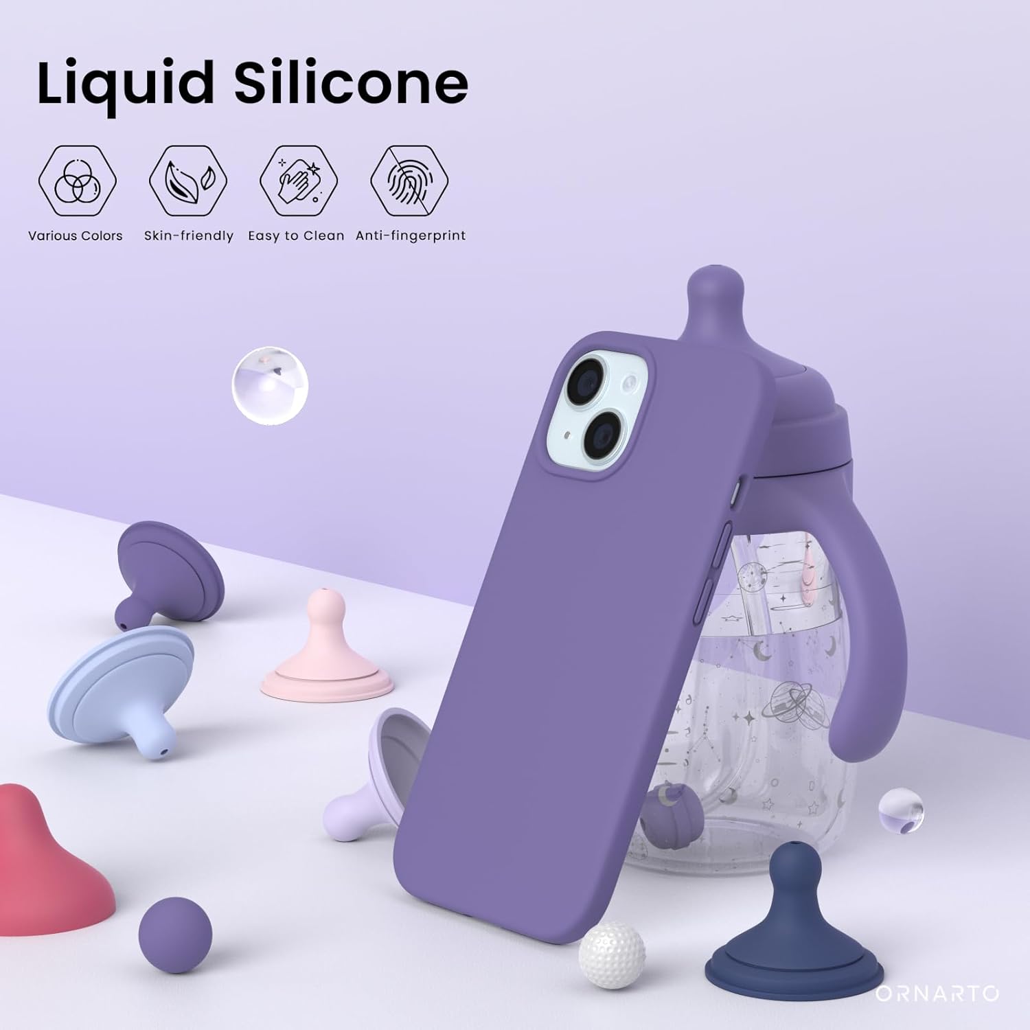 Liquid Silicone, Various Colors, Skin-friendly, Easy to Clean, Anti-fingerprint, ORNARTO
