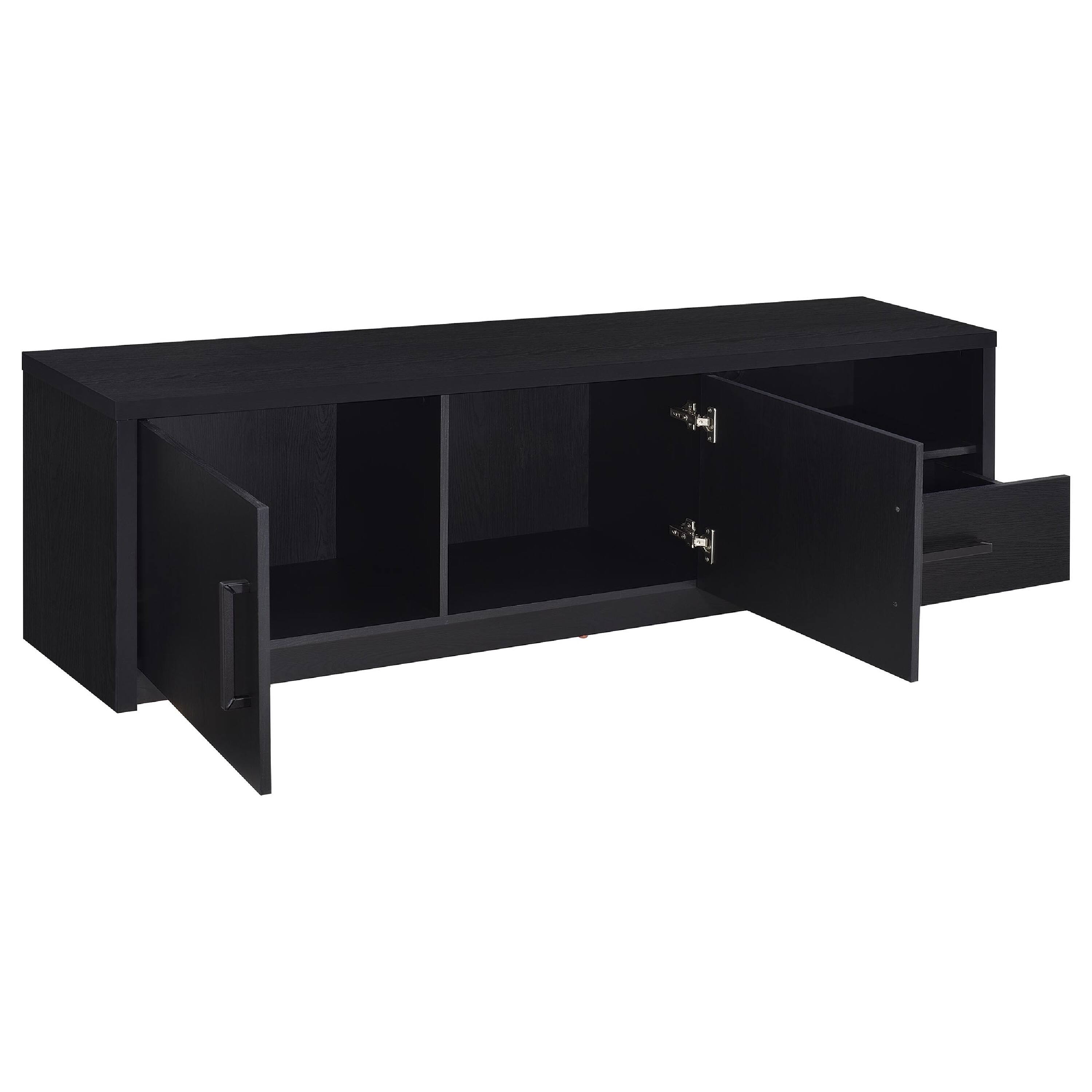 Alt View 2. Manhattan Lane - Marge TV Stand Media Console, 2 Doors and Drawer, Black Wood 70 Inch - Black.