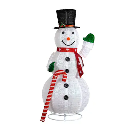 Front. Winado - 5.7 FT Christmas Lighted Snowman Holding Candy Cane for Outdoor Holiday Decoration with Lights - Multicolor.