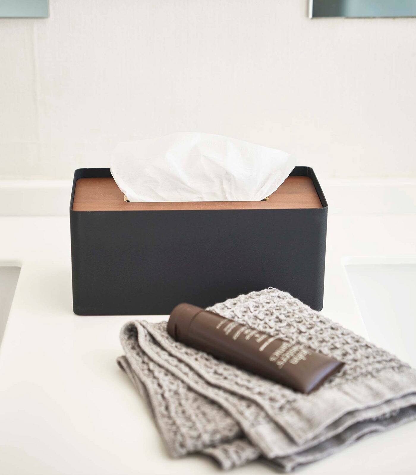 Alt View 6. Yamazaki Home - Tissue Box Cover - Rectangle - Steel - Ash.