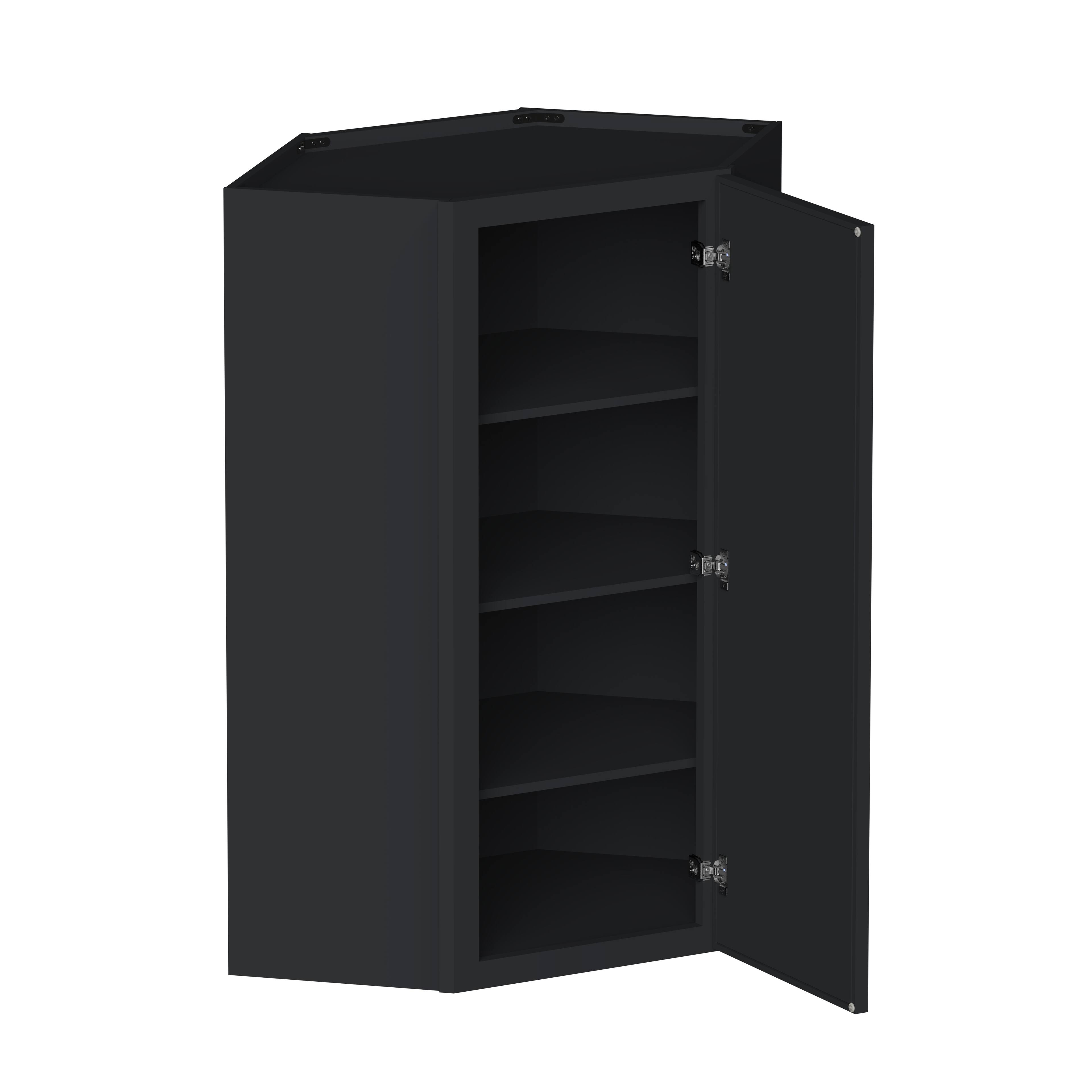 Angle. Boyel Living - 24-in W x 42-in H x 12-in D Shaker RTA Kitchen Diagonal Corner Wall Cabinet with Soft-Close - Black.