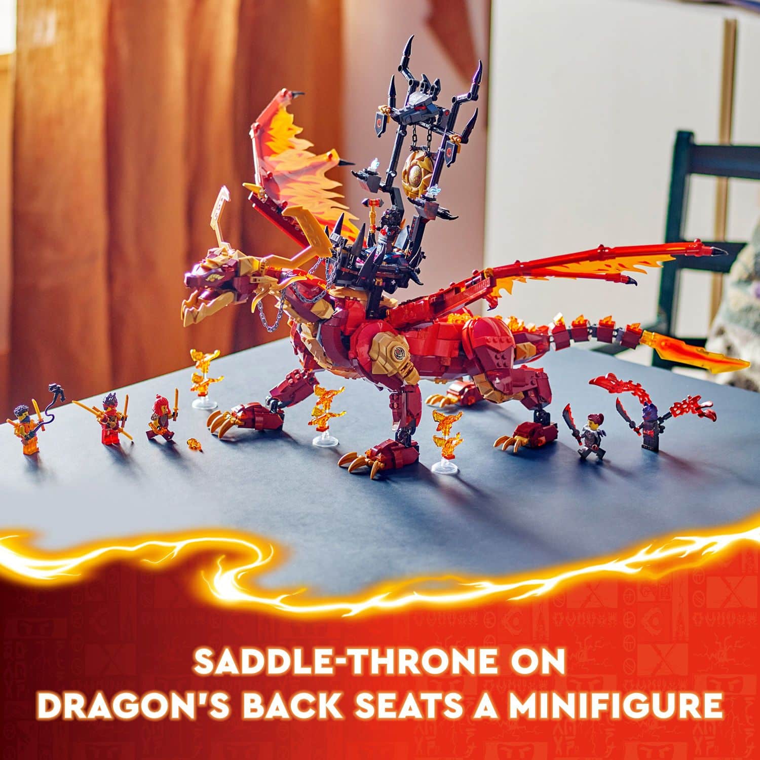 Saddle-throne on dragon's back seats a miniature.