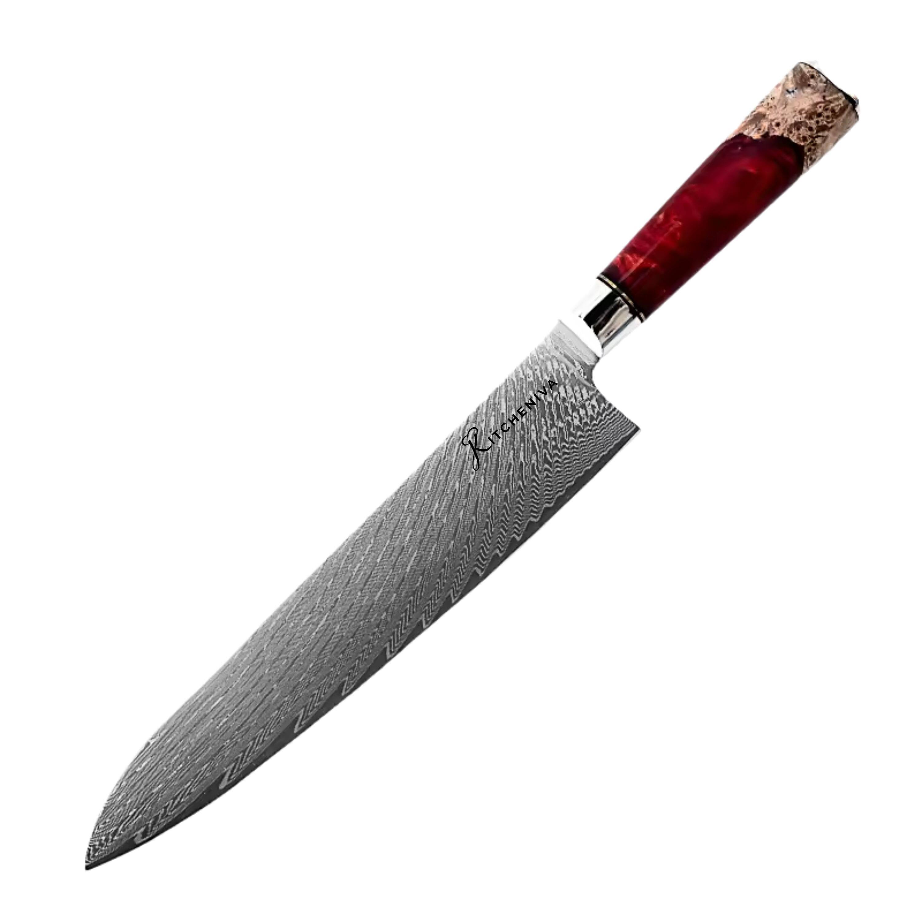 Alt View 2. Kitcheniva - 6-Piece VG10 Core 67 Layer Damascus Steel Japanese Style Knife Set with Wood Resin Handle.