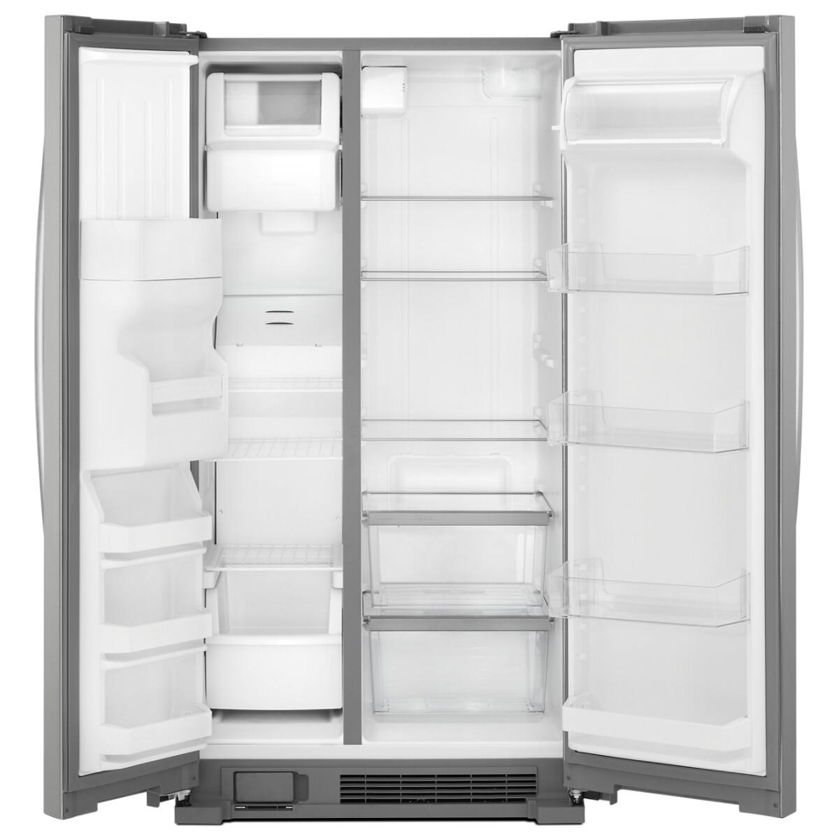 Angle. Whirlpool - Whirlpool - 36-inch Wide Side-by-Side Refrigerator - 25 cu. ft. .- Monochromatic Stainless Steel - Monochromatic Stainless Steel.