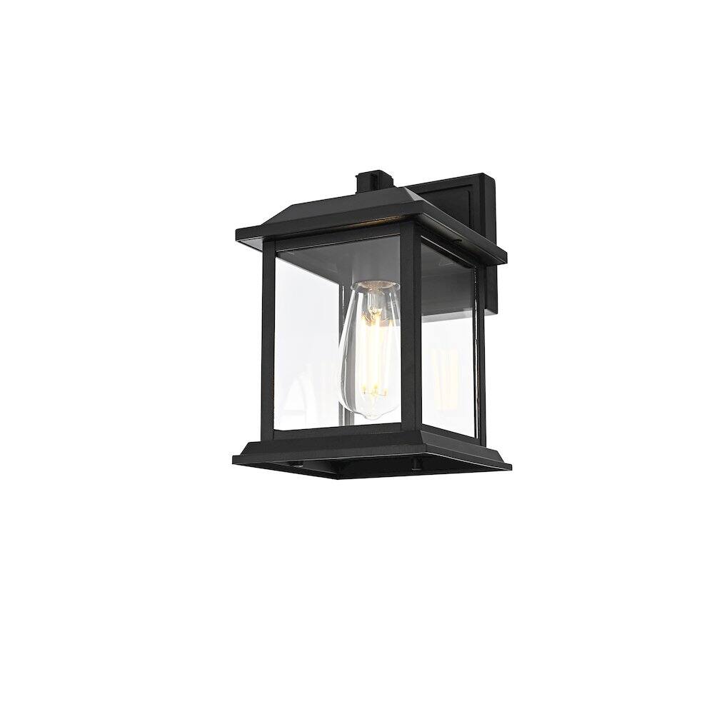 Alt View 1. Elegant Lighting - Araceli 10 inch Outdoor Wall sconce in Black - Black And Clear.