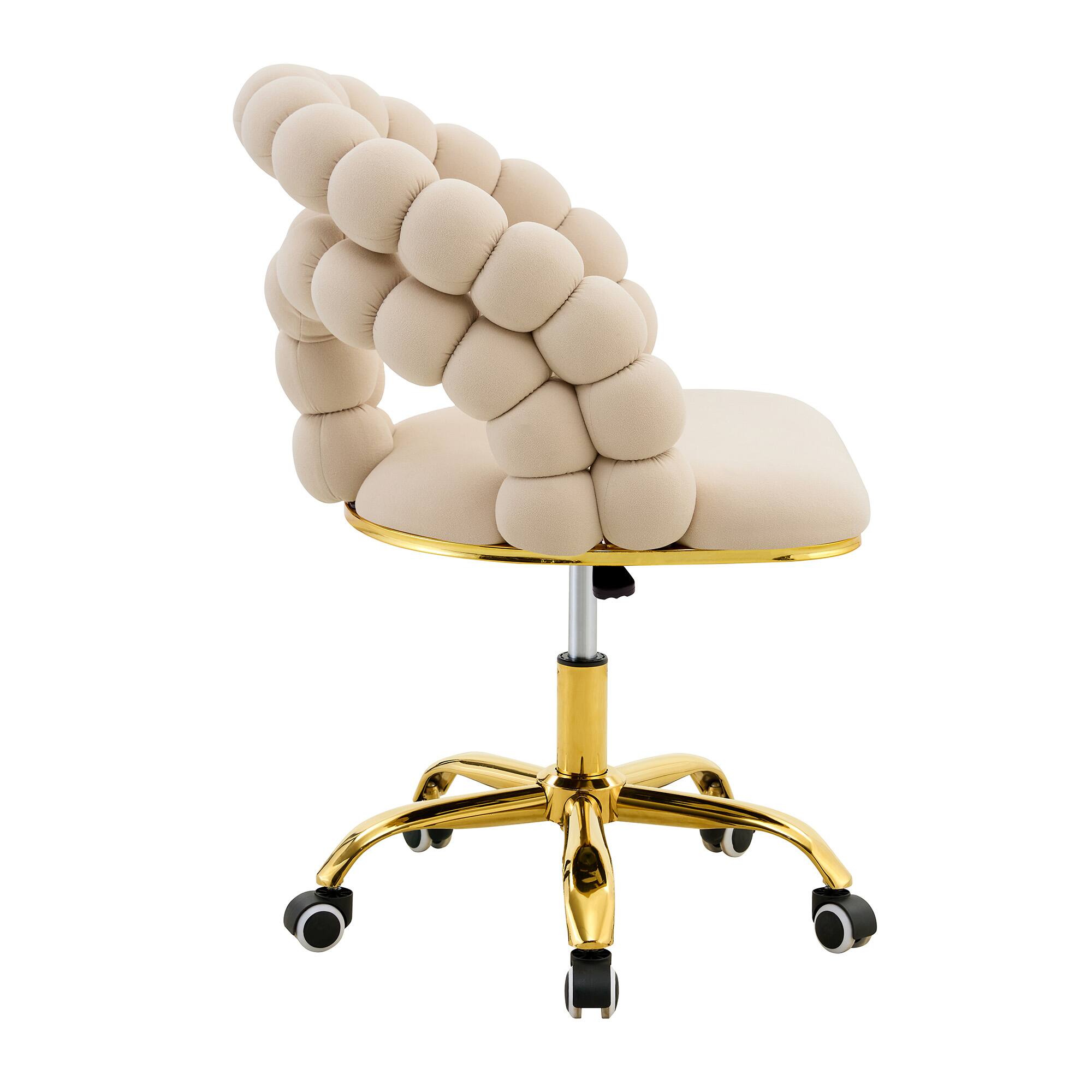 Alt View 6. Loheer - Loheer- Bubble Office Chair Beige Velvet Swivel Accent Chair for Home Office Vanity Desk, Gold Base, 2.82 ft - Beige,Gold.
