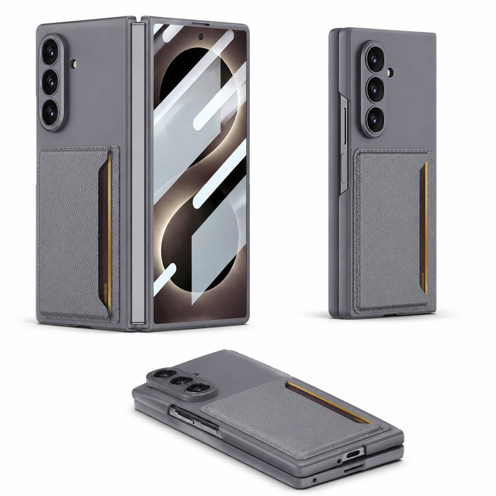Dteck - Shockproof Back Wallet Case for Samsung Galaxy Z Fold 8 Ultra with Glass Screen Protector Card Slot Anti-Scratch Cover - Gray price history on PriceWatchPro