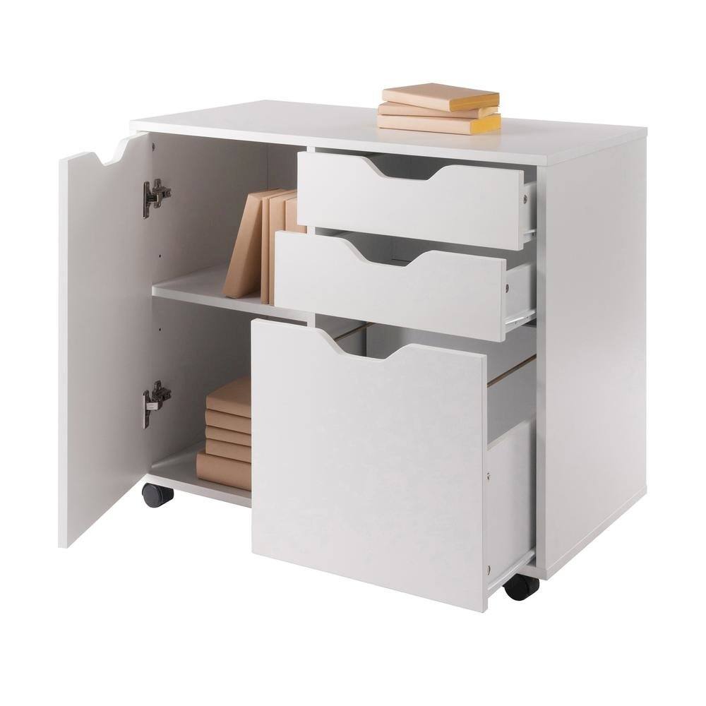 Alt View 4. FurniFact - Composite Wood Home Office Floor Cabinet with Filing Drawer - White.