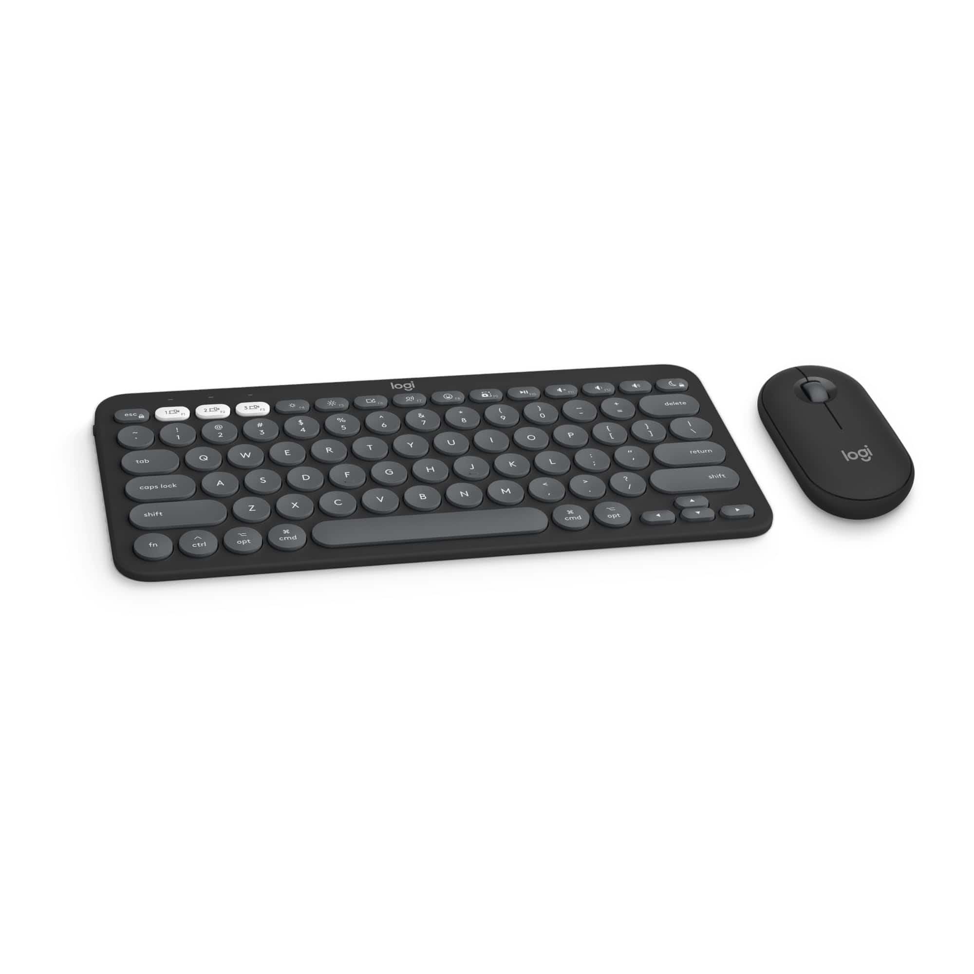 Logitech - Pebble 2 Wireless Keyboard & Mouse Combo for Mac - Bluetooth, Quiet Typing, Easy-Switch, Tonal - Graphite