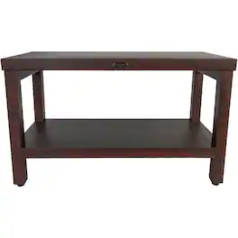 DecoTeak - Eleganto 30" Teak Wood Shower Bench with Shelf Finish - Woodland Brown