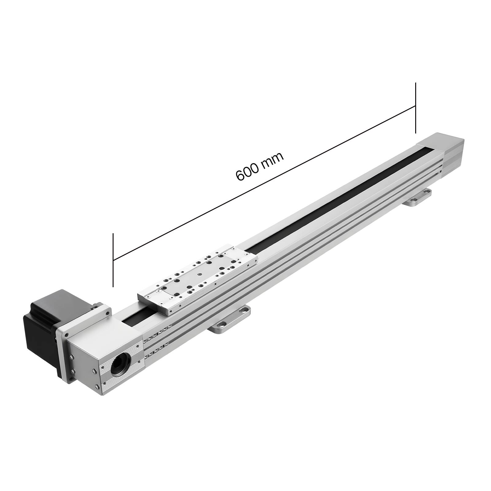 Alt View 4. VEVOR - Linear Guide Rail, Belt Drive, CNC Linear Motion Stage Actuator, with Nema34 Stepper Motor, 600 mm Stroke Work Size - Silver.