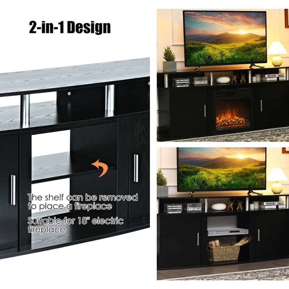 2-in-1 Design

The shelf can be removed to place a fireplace. Suitable for 18" electric fireplace.