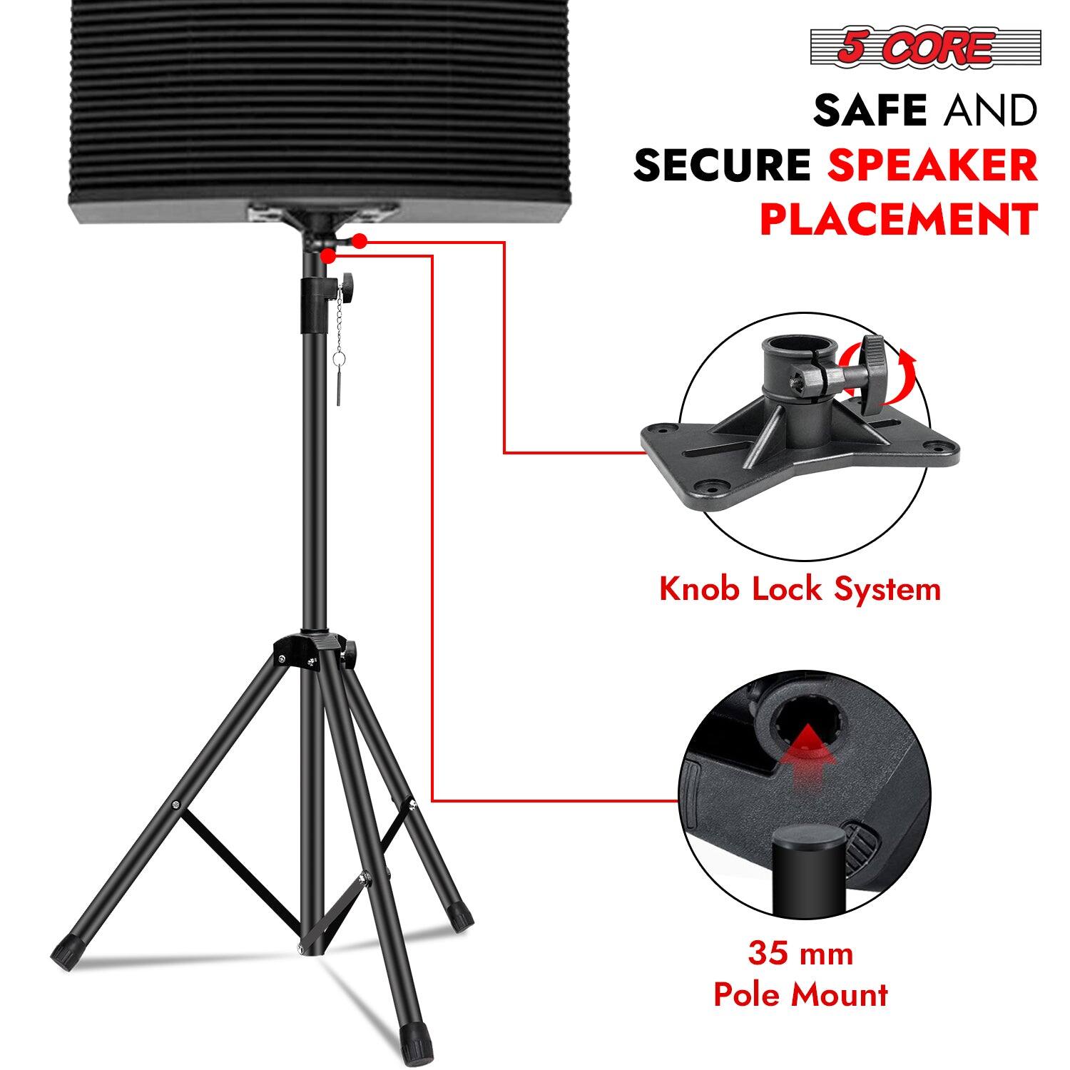 5 CORE SAFE AND SECURE SPEAKER PLACEMENT
- Knob Lock System
- 35 mm Pole Mount
