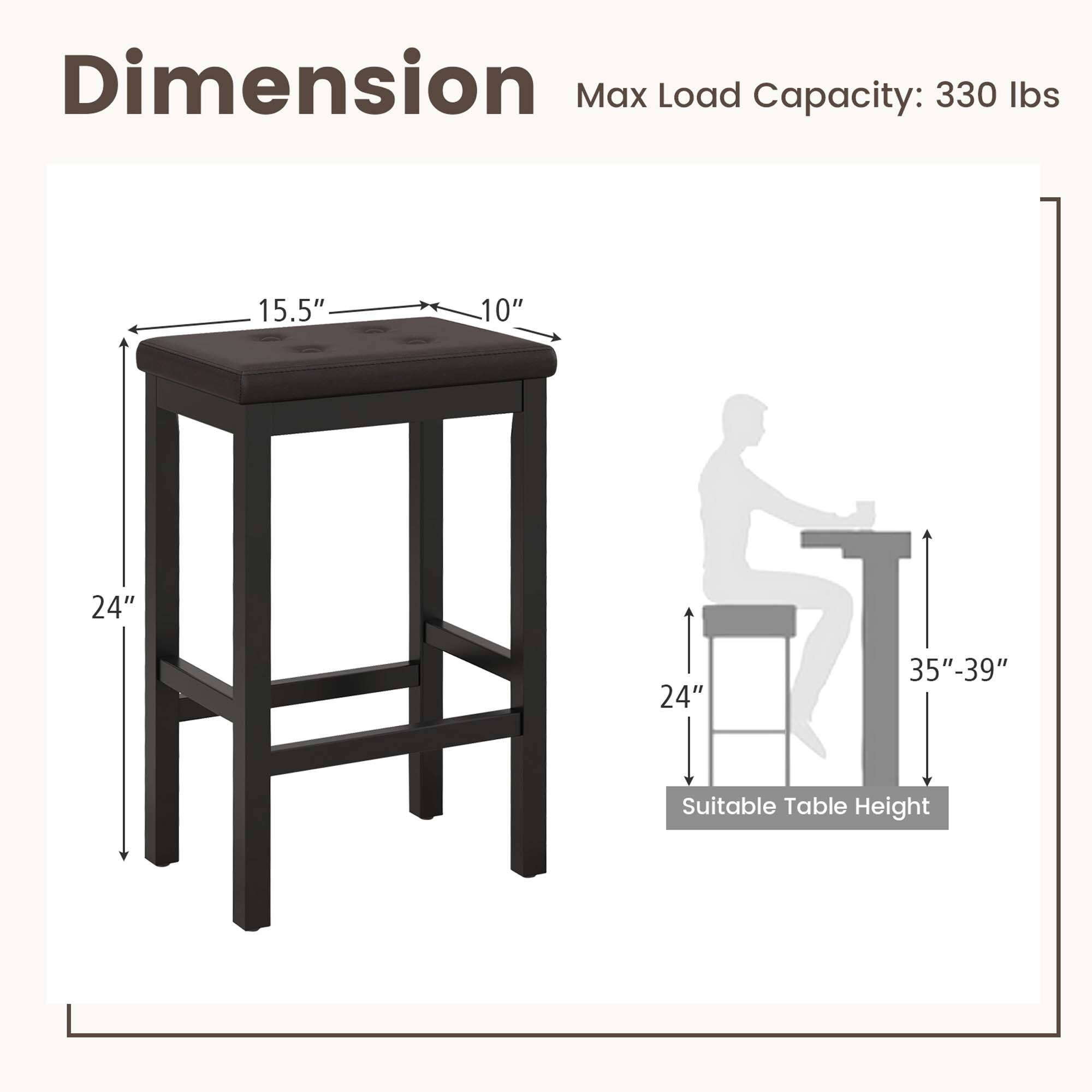 Dimension: Max Load Capacity: 330 lbs. 15.5" 10" 24" 24" 35"-39" Suitable Table Height.