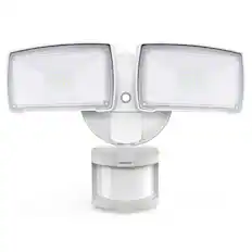 Front. Lepower - 30W LED Security Lights Motion Sensor, 3200LM, 5500K, IP65 Hardwire 2 Head Motion Detector Flood Light For Yard - White.