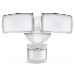 Lepower - 30W LED Security Lights Motion Sensor, 3200LM, 5500K, IP65 Hardwire 2 Head Motion Detector Flood Light For Yard - White