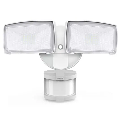 Front. Lepower - 30W LED Security Lights Motion Sensor, 3200LM, 5500K, IP65 Hardwire 2 Head Motion Detector Flood Light For Yard - White.