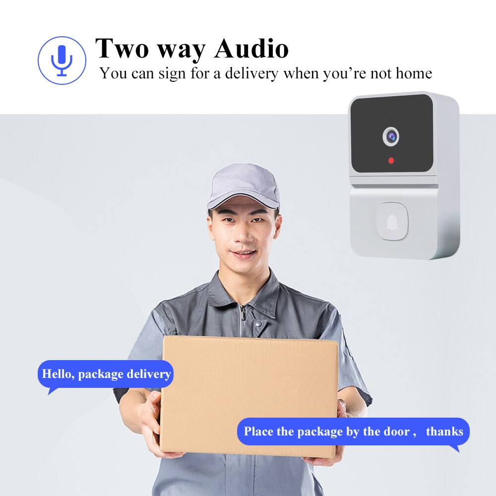 Two way Audio  
You can sign for a delivery when you're not home  

Hello, package delivery  
Place the package by the door, thanks
