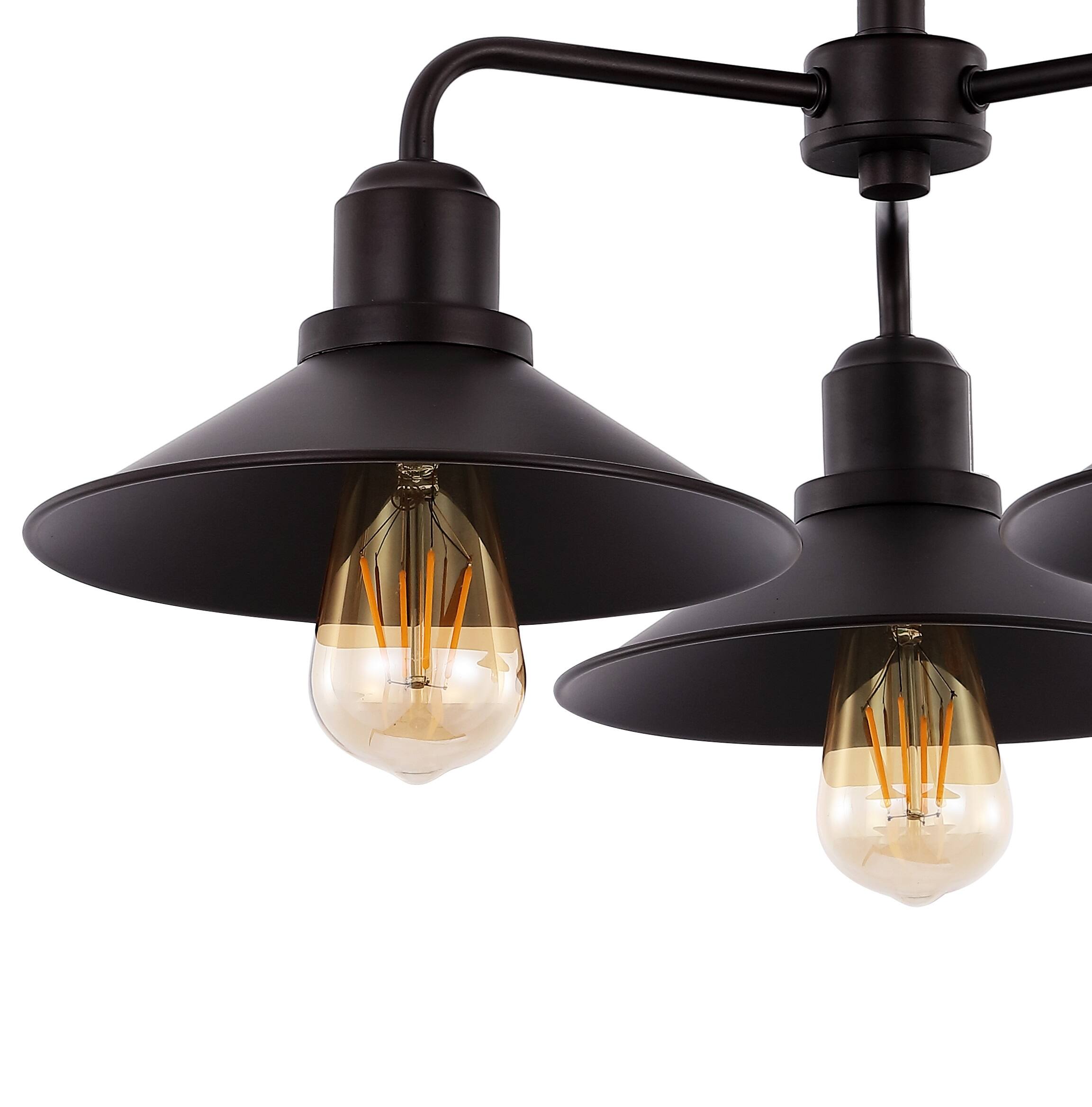 Alt View 3. Jonathan Y - Calvin 18.5" 3-Light Iron Industrial LED Semi Flush Mount, Oil Rubbed Bronze - Oil Rubbed Bronze.