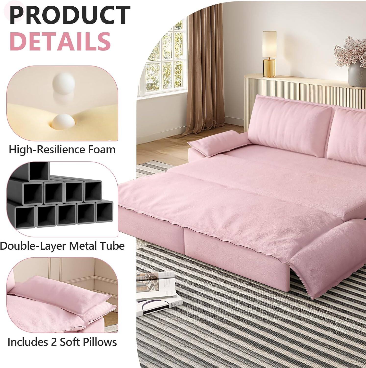 PRODUCT DETAILS

- High-Resilience Foam
- Double-Layer Metal Tube
- Includes 2 Soft Pillows