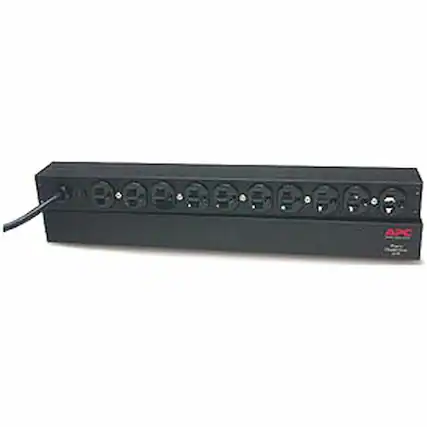 Front. APC - APC NetShelter Basic Rack PDU, 1U, 15A, 120V, 10 NEMA 5-15 outlets - Basic - NEMA 5-15P - 10 x NEMA 5-15R - 100 V, 120 V - Black.