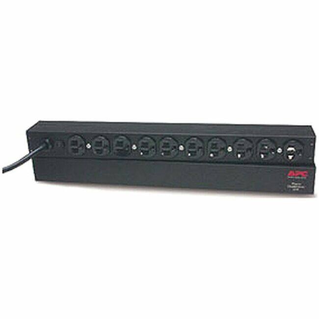 Front. APC - APC NetShelter Basic Rack PDU, 1U, 15A, 120V, 10 NEMA 5-15 outlets - Basic - NEMA 5-15P - 10 x NEMA 5-15R - 100 V, 120 V - Black.