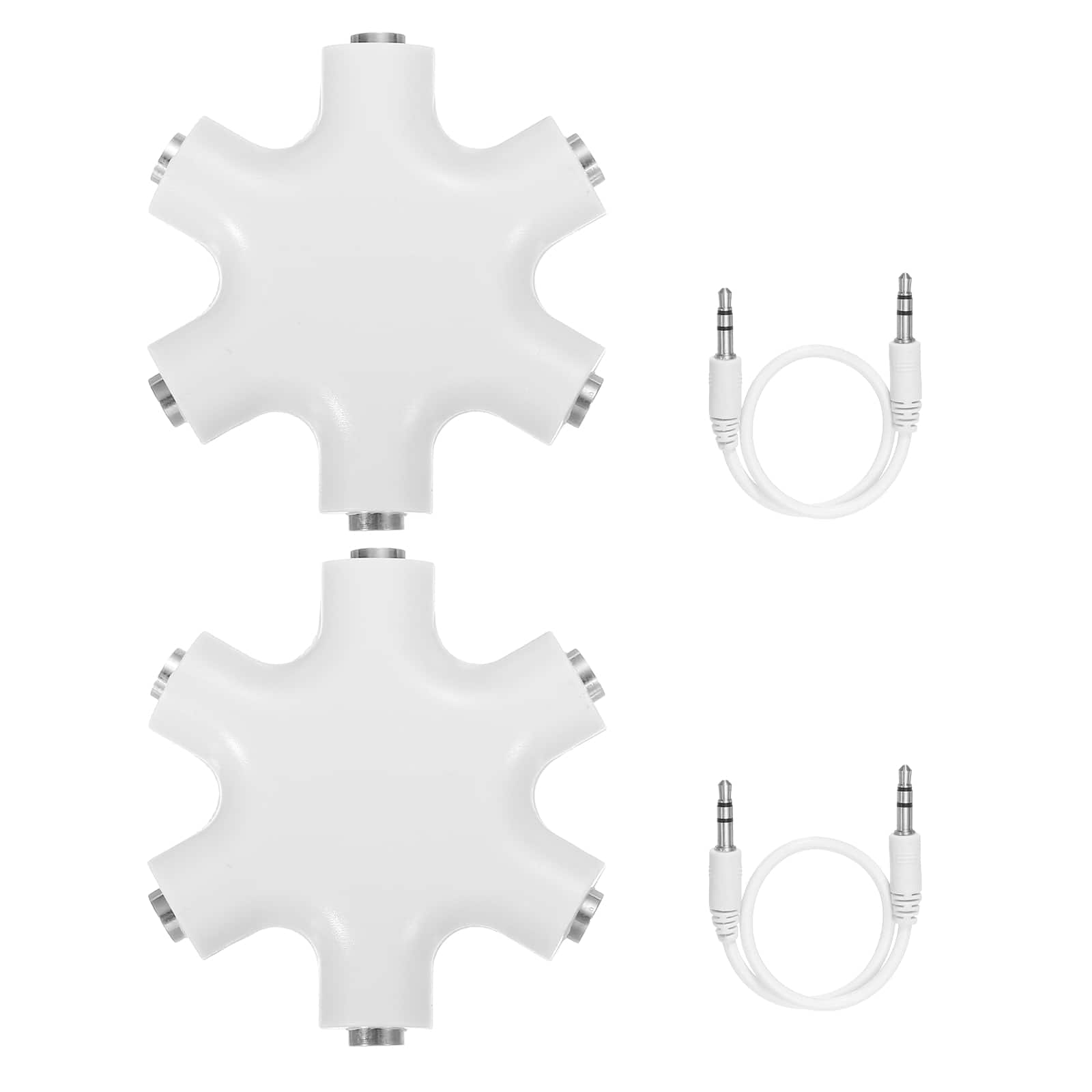 Unique Bargains - 3.5mm Headphone Splitter, 1 Male to 5 Female, with AUX Cable, 2pcs - for Stereo Earphone/Headset - White