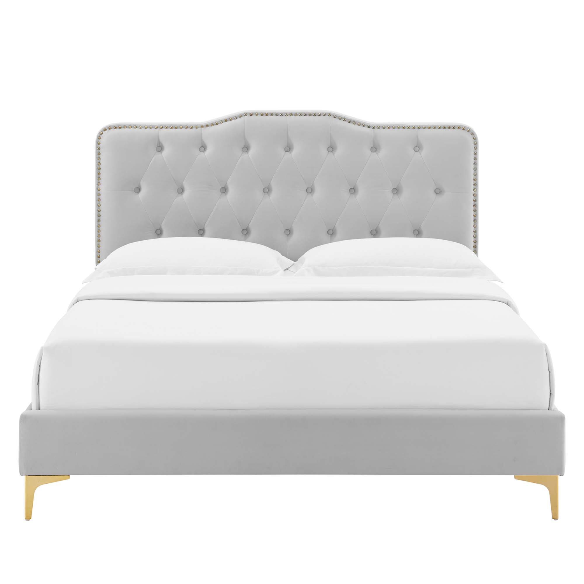 Alt View 8. Modway - Amber Tufted Performance Velvet Twin Platform Bed - Gray.