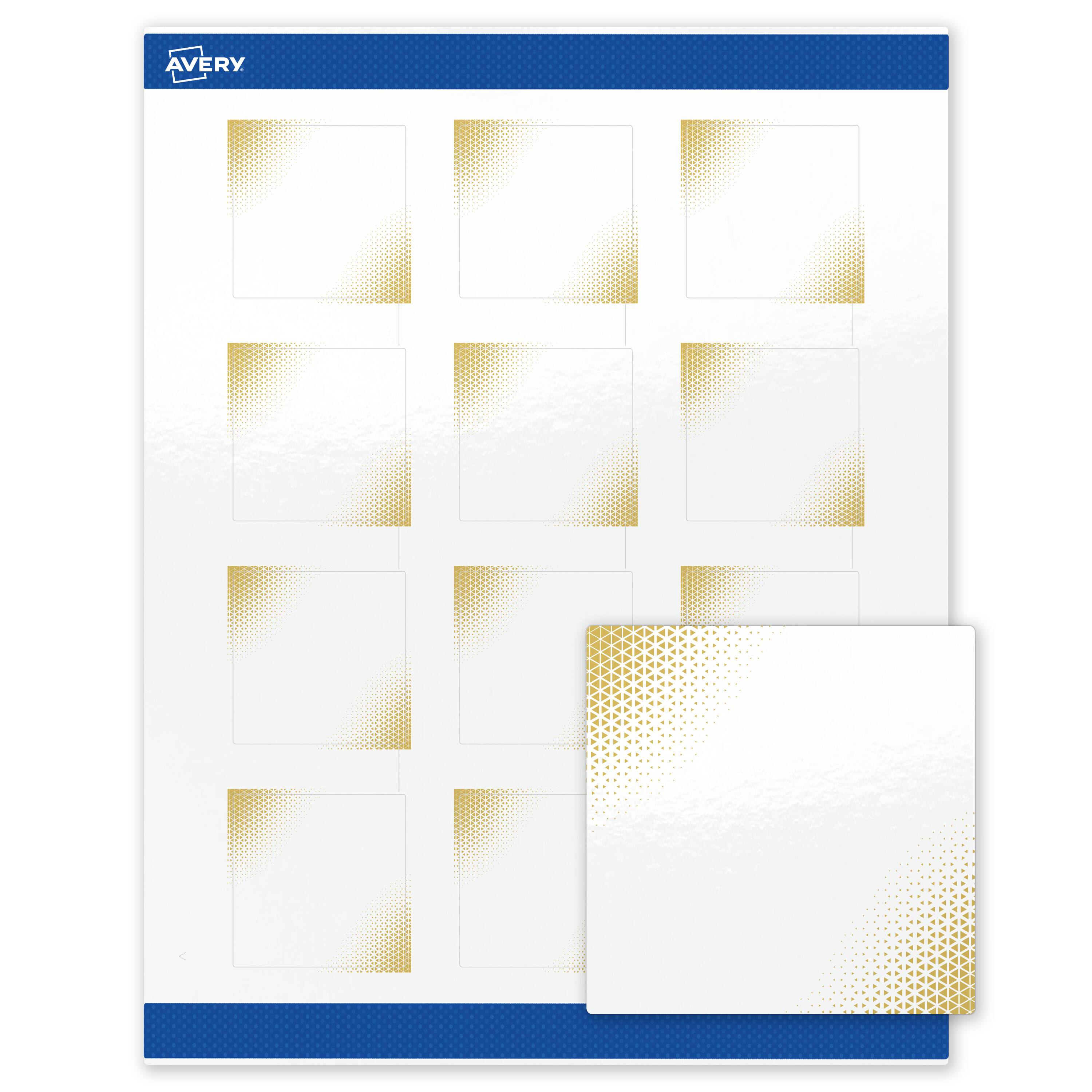 Front. Avery - Avery Labels, 2" x 2", Glossy White, Gold Blush Design - White.