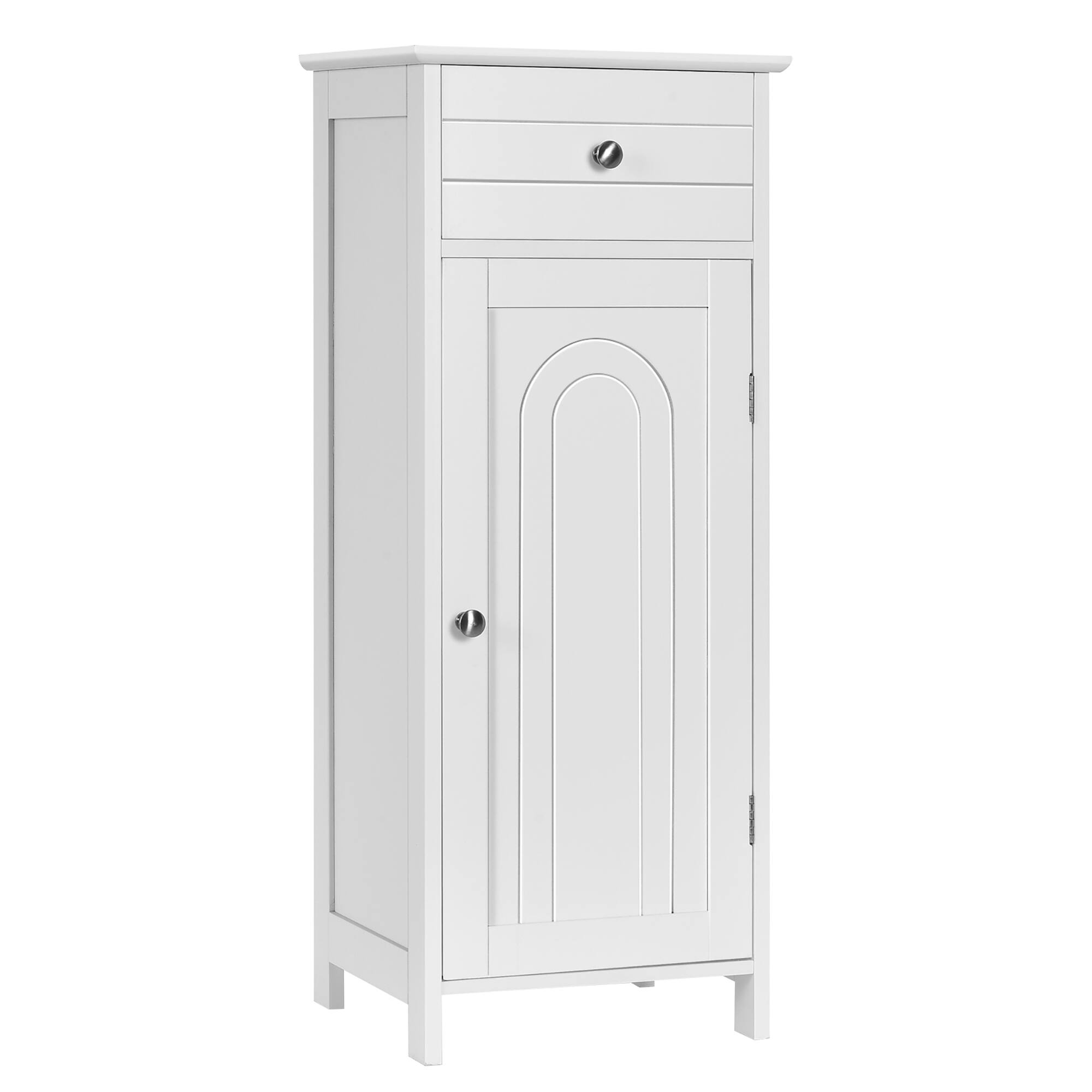 Front. Costway - Costway Bathroom Storage Floor Cabinet Wooden Organizer Free-Standing w/ Drawer & Shelf - White.