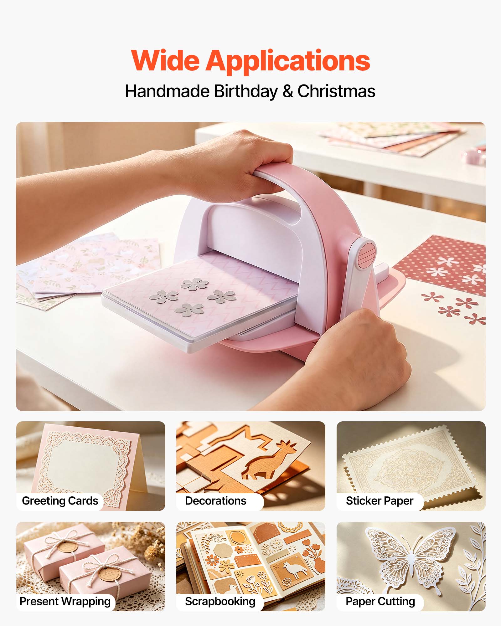 Wide Applications  
Handmade Birthday & Christmas  

Greeting Cards  
Decorations  
Sticker Paper  
Present Wrapping  
Scrapbooking  
Paper Cutting
