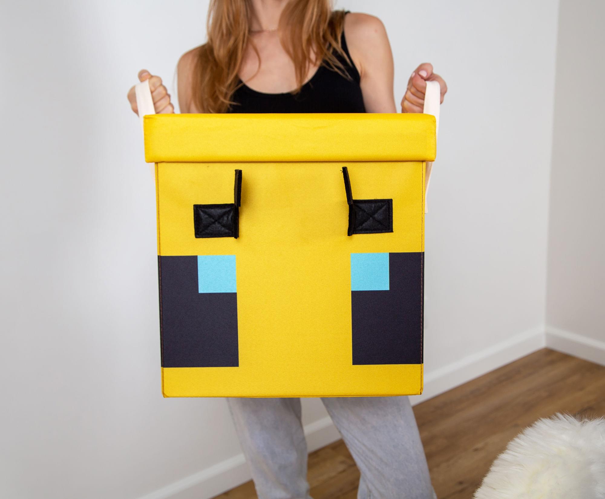 Alt View 10. Ukonic - Minecraft Bee Fabric Storage Bin Cube Organizer with Lid | 15 Inches - Yellow.