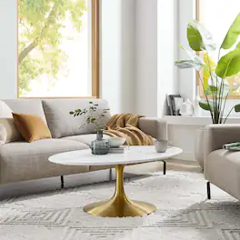 Modway - Lippa Oval Wood Coffee Table - Gold White