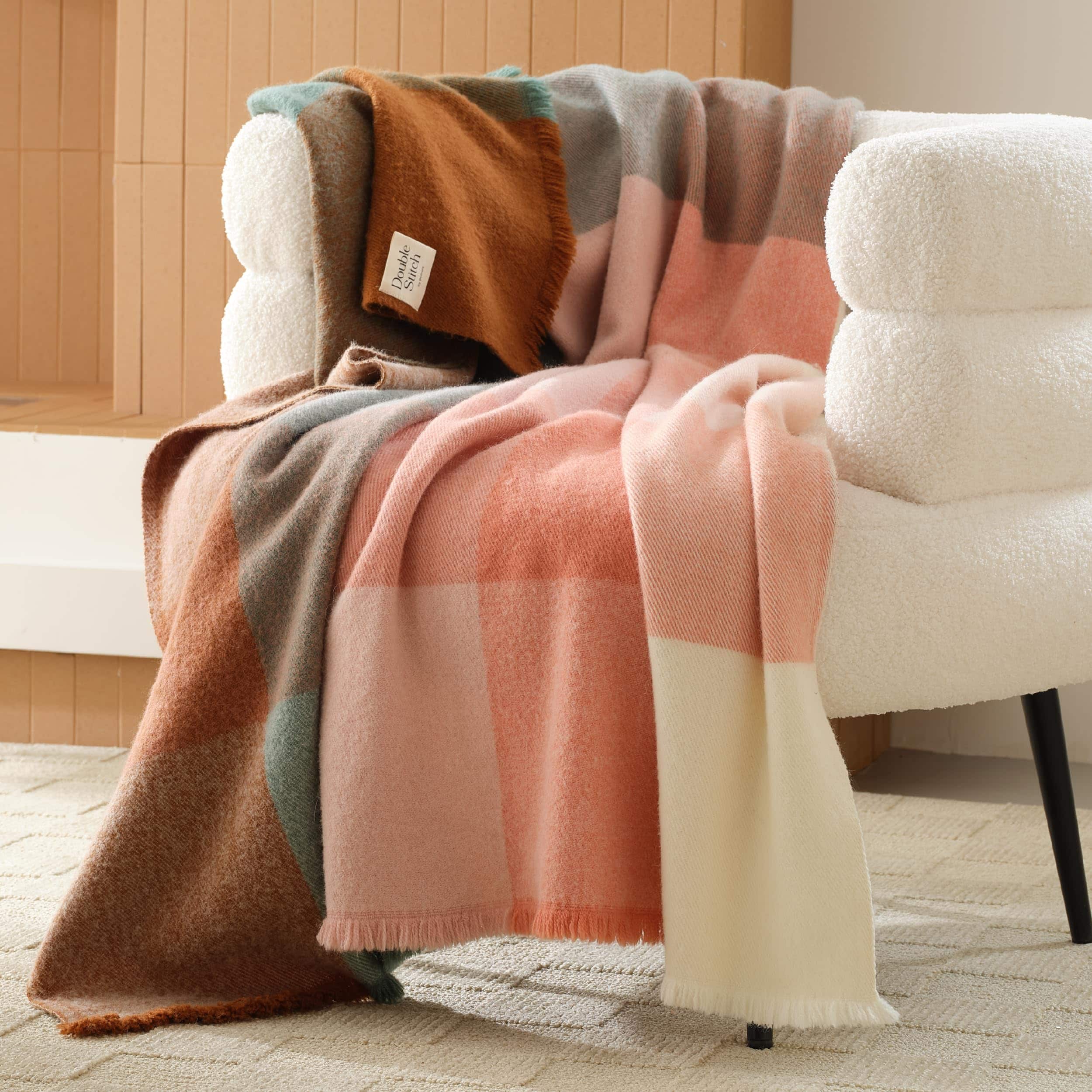 Paradigms Interiors - Double Alpaca Throw Blanket - Warm Soft For Couch Luxury Decorative Fleece Fall Plaid Gift Mother's Day Hou - Harvest Multi-Alpaca-Wool Blend
