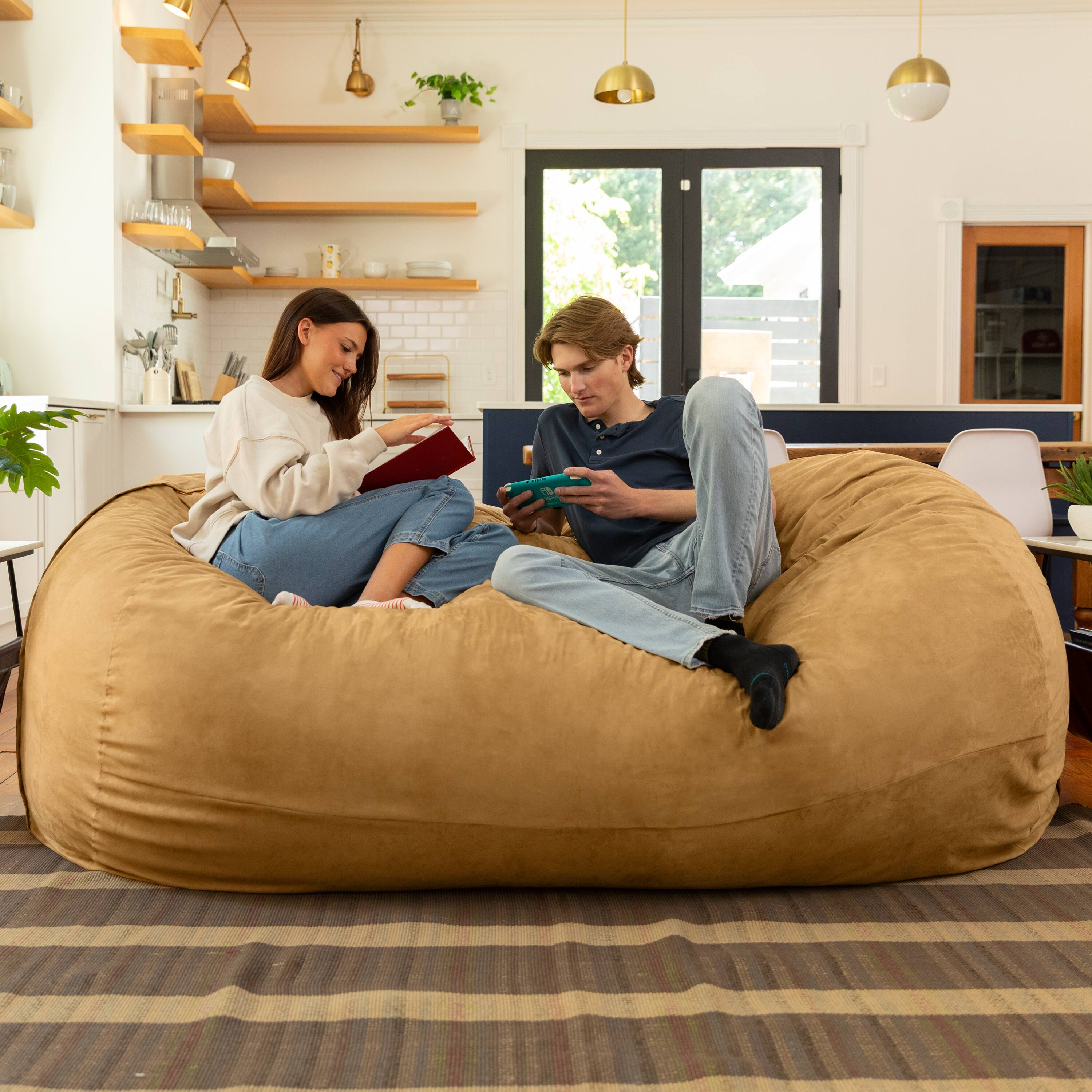 Alt View 1. Jaxx - Jaxx 7 Foot Giant Bean Bag Sofa, Camel - Camel.