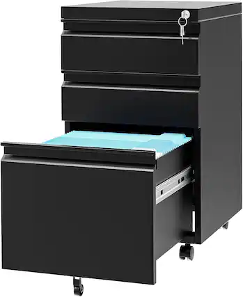 Front. Acekool - Mobile File Cabinet , with Lock & Keys, 3 Drawer.