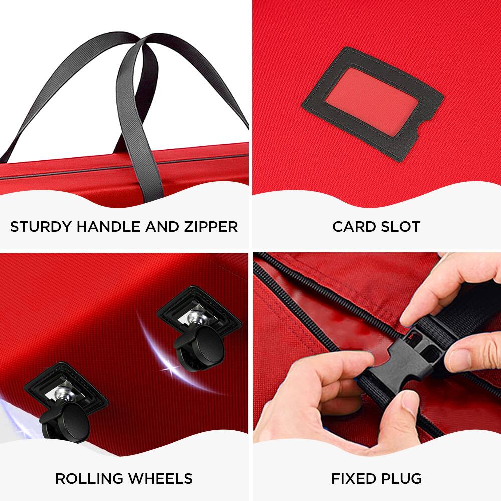 STURDY HANDLE AND ZIPPER  
CARD SLOT  
ROLLING WHEELS  
FIXED PLUG