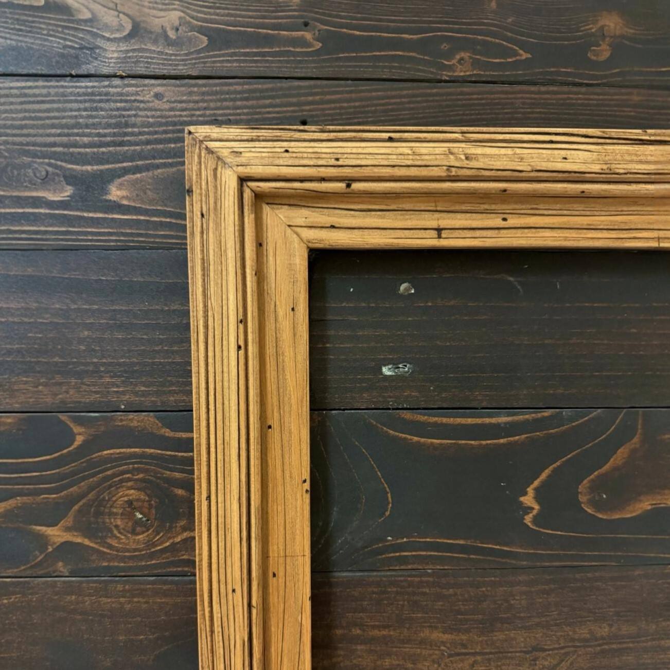 Back. LAREDO FRAME FACTORY - 50 inch Handmade Tv frame for Samsung The Frame tv and Frame Pro Model - RUSTIC LIGHT WOOD.