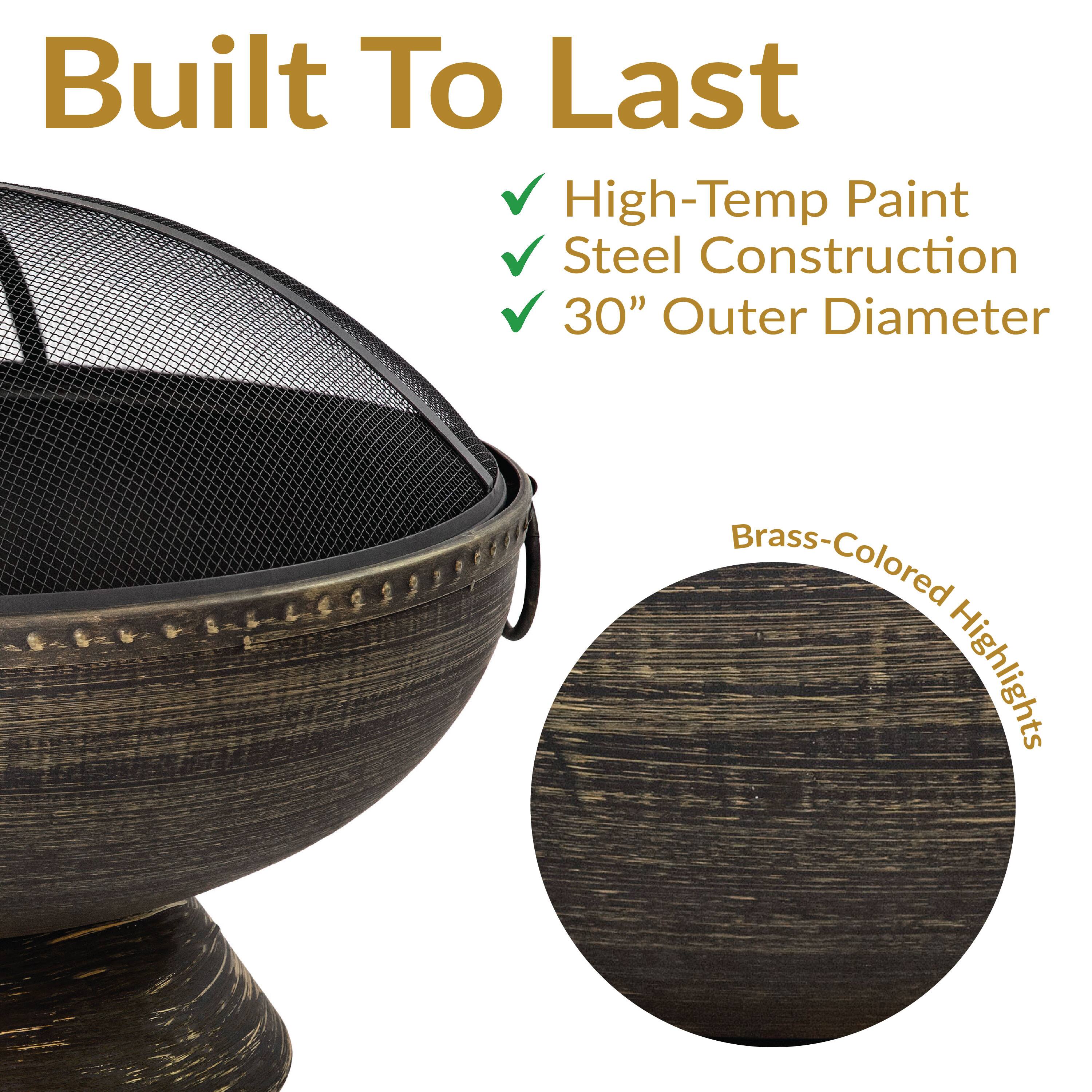 Built To Last

- High-Temp Paint
- Steel Construction
- 30" Outer Diameter

Brass-Colored Highlights