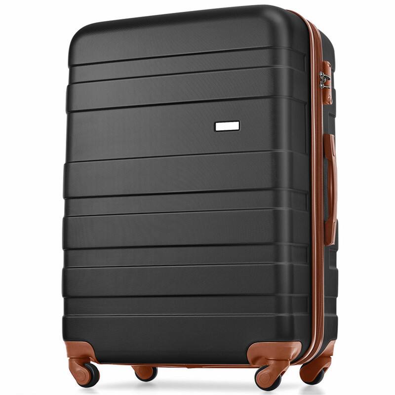 Alt View 2. HTUTWOO - Luggage Sets ABS Hardshell 3pcs - Hardside Lightweight Suitcase Sets, Spinner Wheels Suitcase with TSA Lock, 20"/24"/28 - Black+Brown.