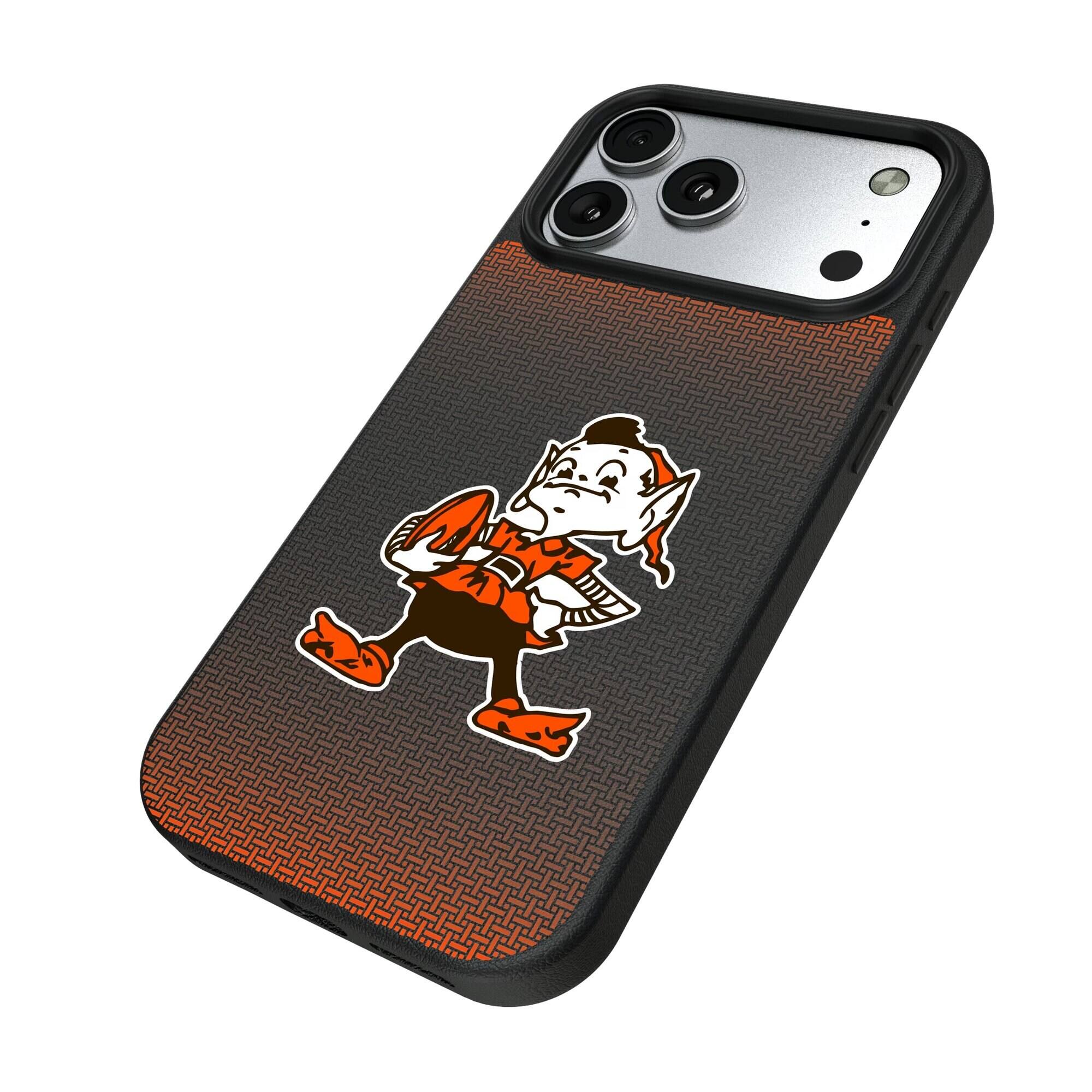 Alt View 1. Keyscaper - Cleveland Browns Linen Logo iPhone Magnetic Bump Case - 17 Pro Max - Black.