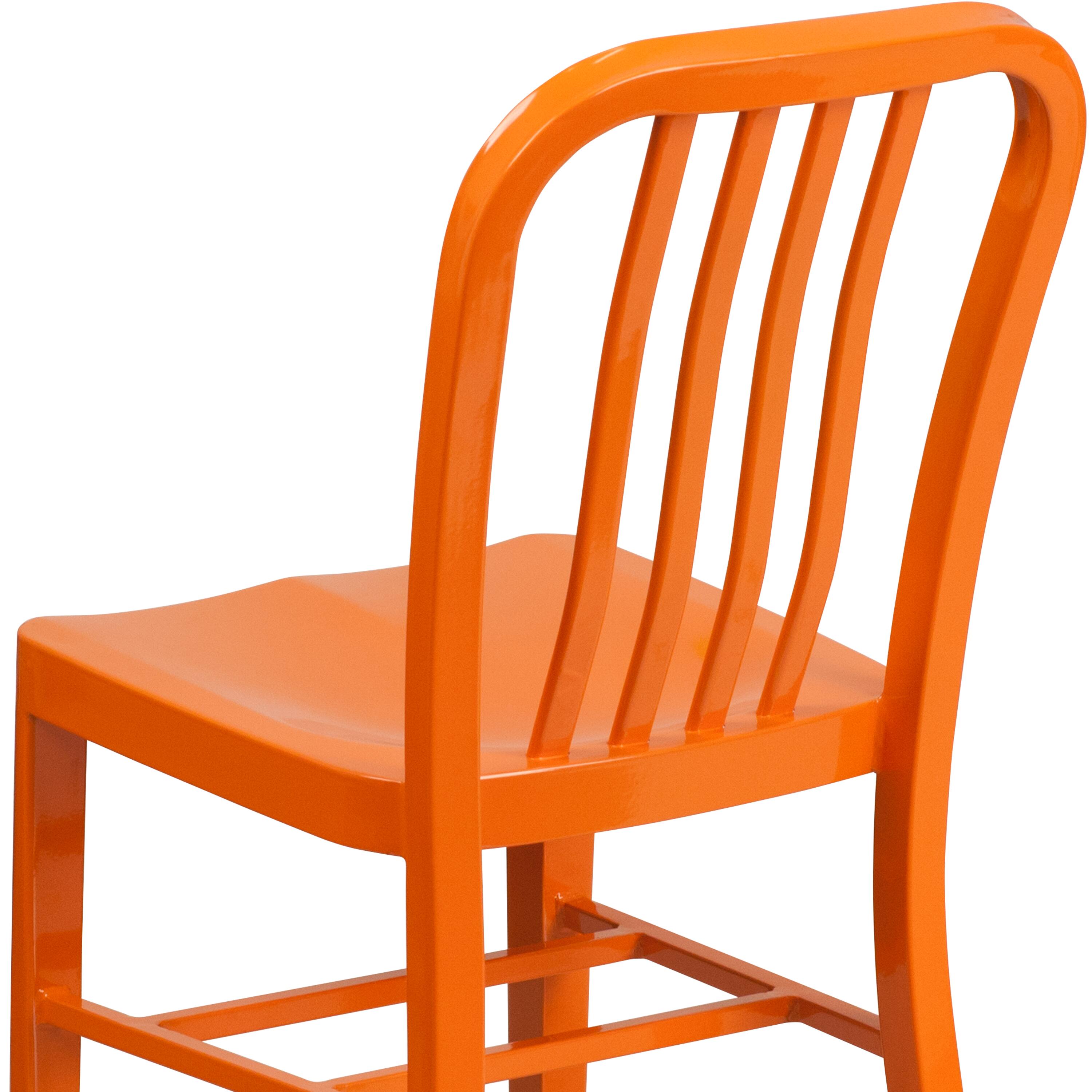 Alt View 8. Emma + Oliver - Commercial Grade Colorful Metal Indoor-Outdoor Chair - Orange.