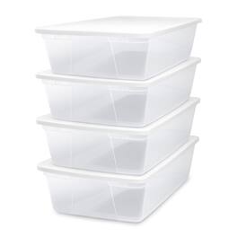 Homz - Snaplock 41 Qt Stackable Plastic Storage Container w/Latching Lid (4 Pack) - Clear with White Lid
