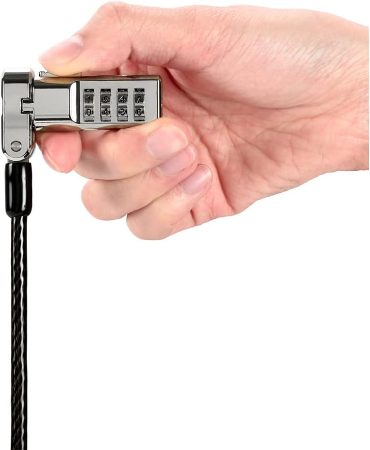 Angle. Kensington - Kensington 3-in-1 Combination Serialized Laptop Lock - 6 ft Cable - Preset - Combination Lock - Carbon Steel, Plastic.
