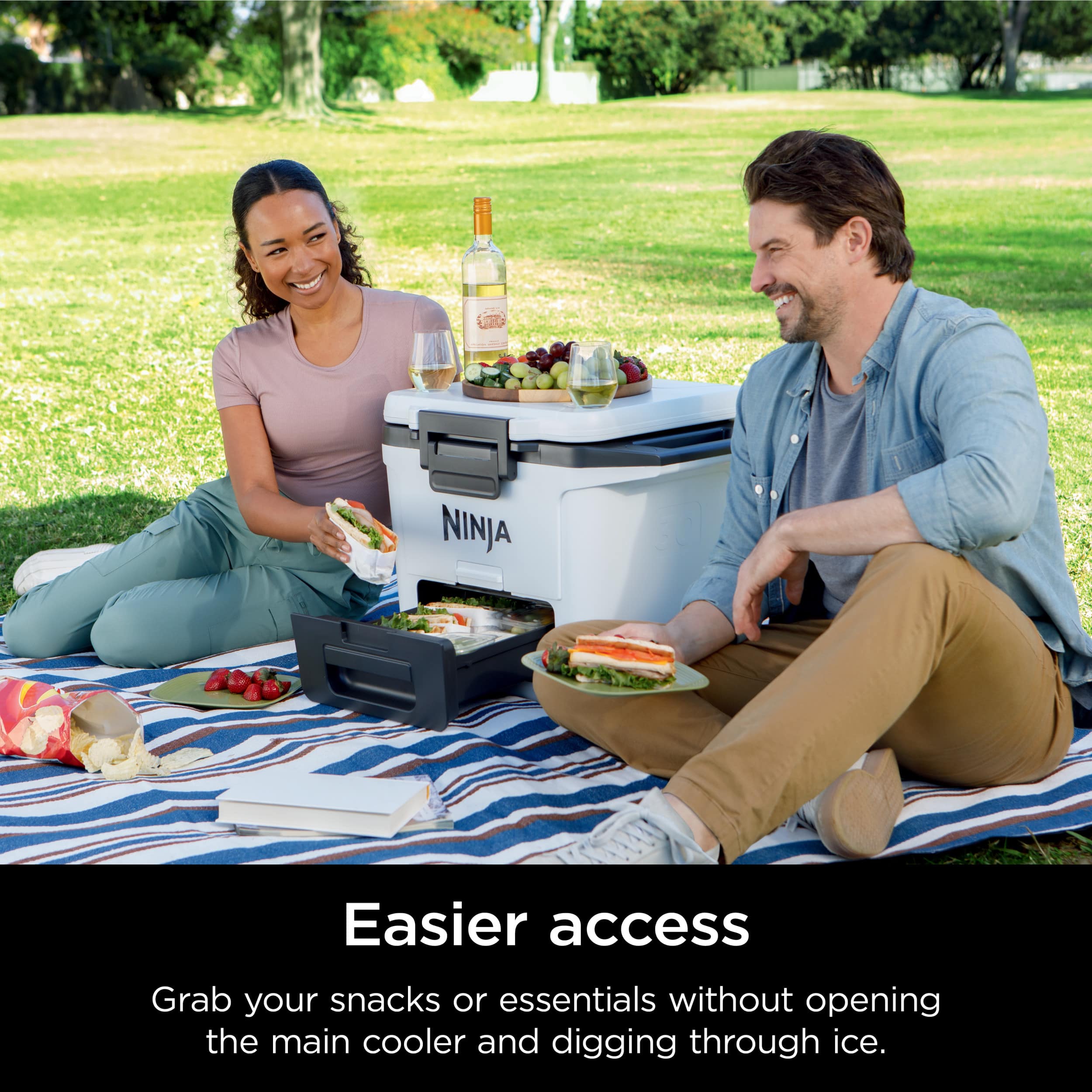 NINJA 30 Easier access: Grab your snacks or essentials without opening the main cooler and digging through ice.