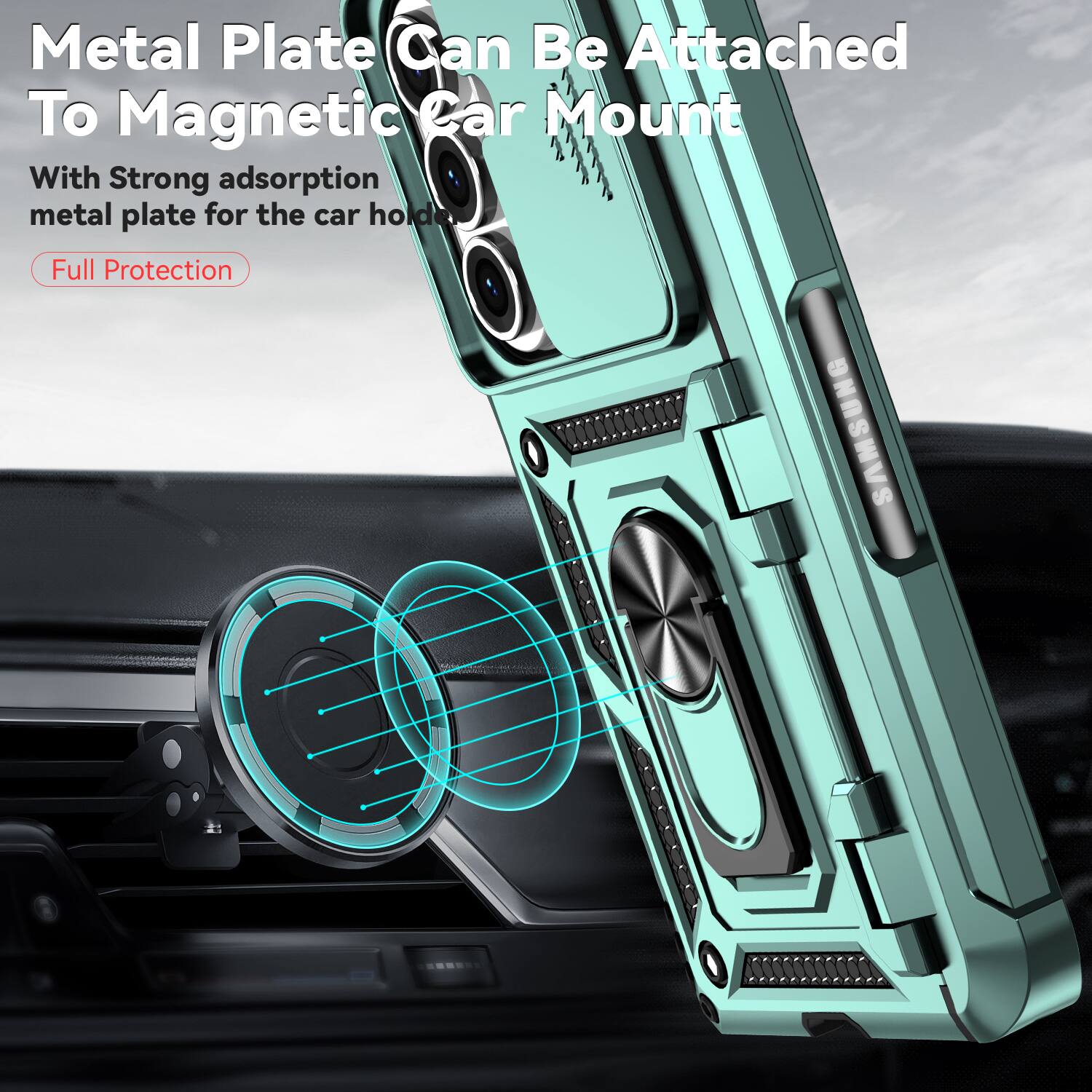 Metal Plate Can Be Attached To Magnetic Car Mount

With Strong adsorption metal plate for the car holder

Full Protection